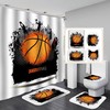 Boys Basketball Shower Curtain with 16-Piece Set Accessories and 3D Printed Design