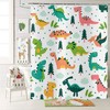 Boys Colorful Dinosaur Dino Woodland Printed Shower Curtain For Bathroom 