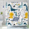 Boys Cute Funny Animal Graffiti Cartoon Dinosaur Shower Curtain For Kids Bathroom 
