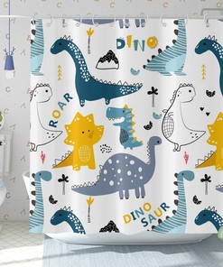 Boys Cute Funny Animal Graffiti Cartoon Dinosaur Shower Curtain For Kids Bathroom 