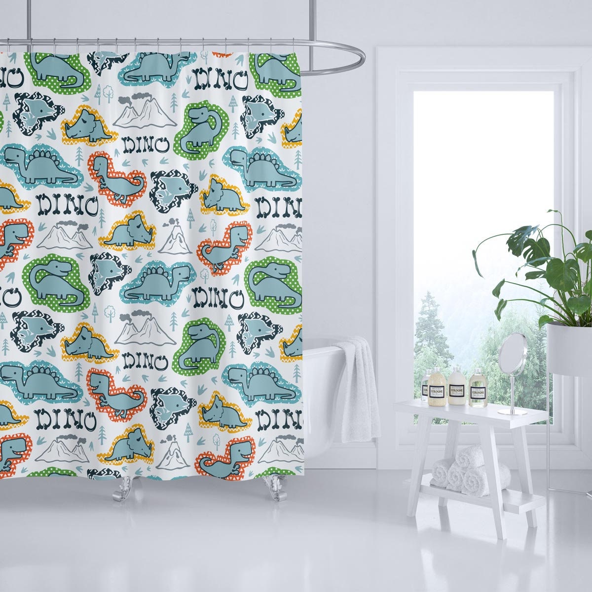 Boys Dinosaur Bathroom Shower Curtain for a Fun and Playful Kids Bathroom