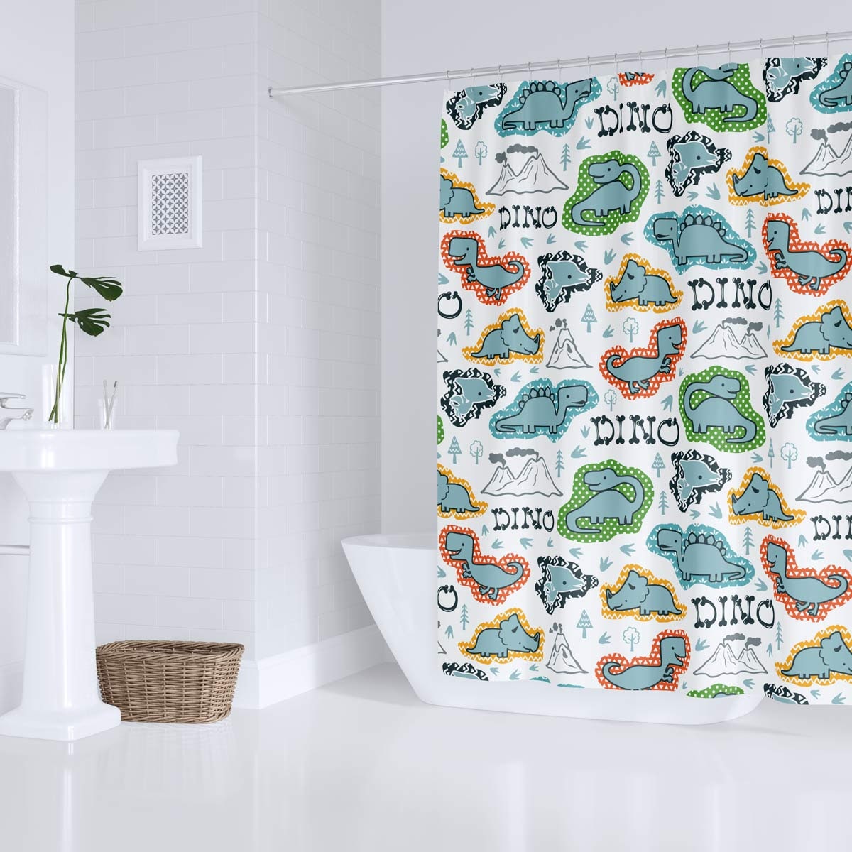 Boys Dinosaur Bathroom Shower Curtain for a Fun and Playful Kids Bathroom