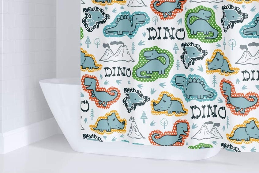 Boys Dinosaur Bathroom Shower Curtain for a Fun and Playful Kids Bathroom