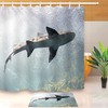 Brave The Deep Sea With Marine Threshing Shark Shower Curtain Mat For Bathroom Accessories.