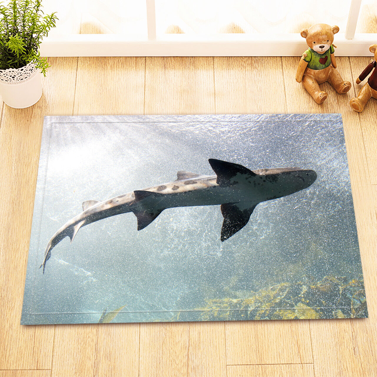 Brave The Deep Sea With Marine Threshing Shark Shower Curtain Mat For Bathroom Accessories. - Image 2