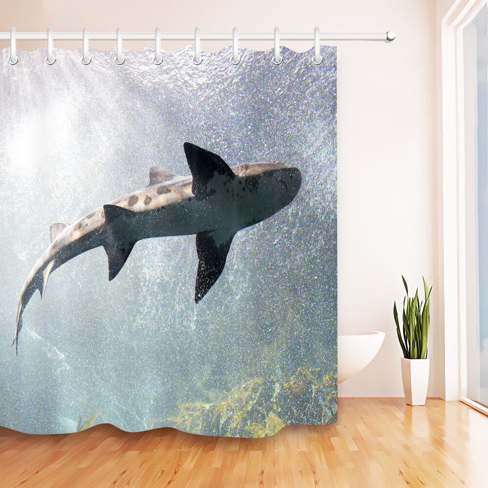Brave The Deep Sea With Marine Threshing Shark Shower Curtain Mat For Bathroom Accessories. - Image 3