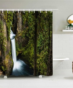 Breezy Waterfall Shower Curtain for a Relaxing Bathroom Decor with Fabric Material