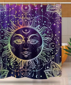 Brennende Sonne mit Stern Psychedelischen Thema Bad Vorhang with Unique Shower Curtains for Your Bathroom