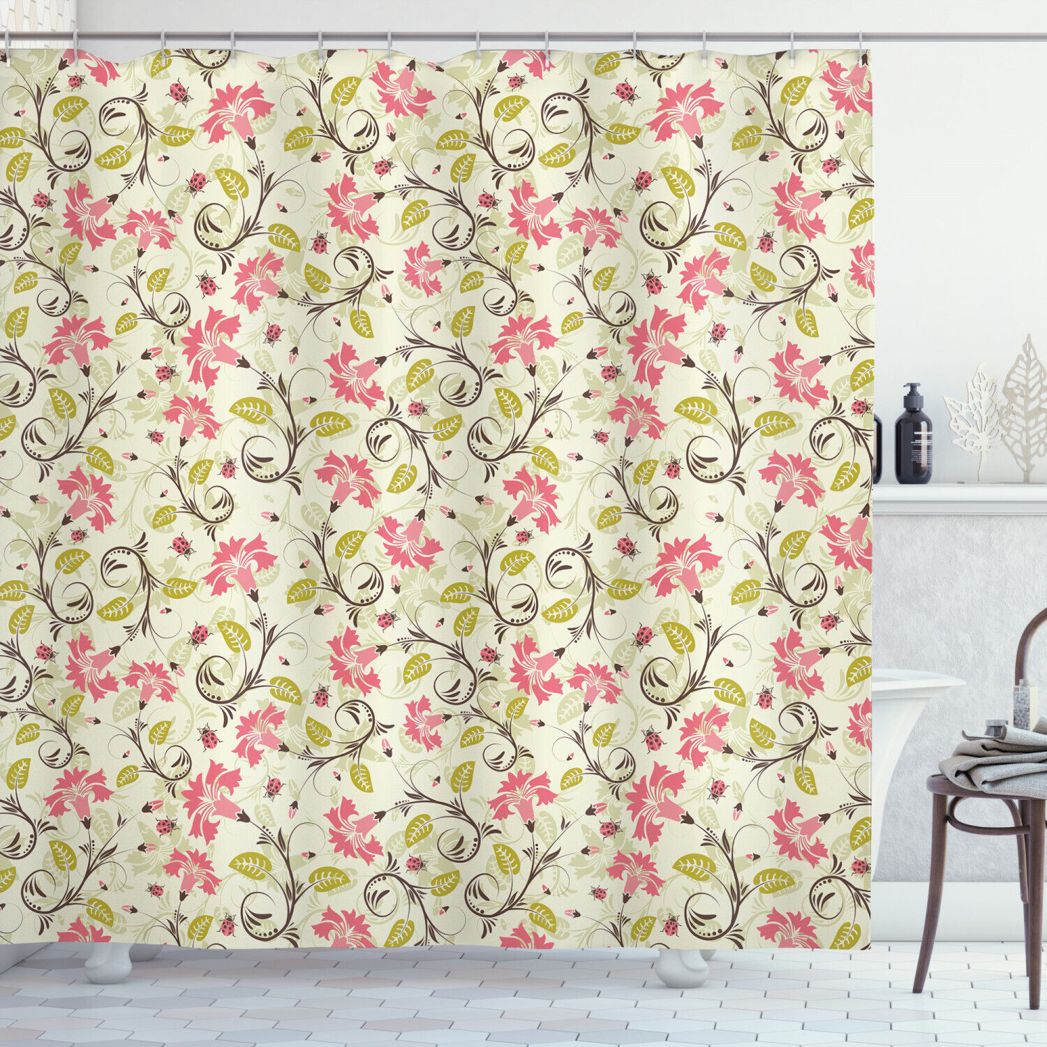 Bridal Flower Patterns Print Floral Shower Curtain, Add Romance To Your Bathroom