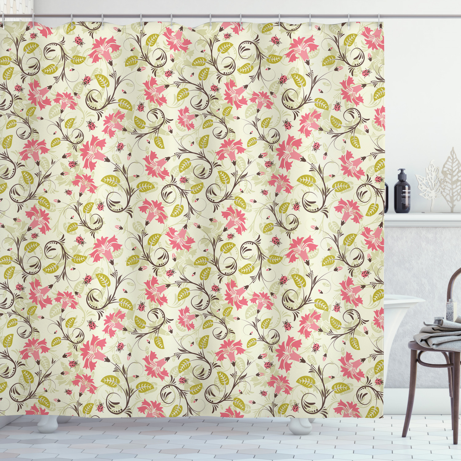 Bridal Flower Patterns Print Floral Shower Curtain, Add Romance To Your Bathroom