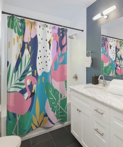 Bright And Cheery Flamingo Shower Curtain For A Fun Bathroom