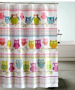 Bright Animal Retro Hook Owl Kids Waterproof Bath Shower Curtain DIY for Bathroom Decor