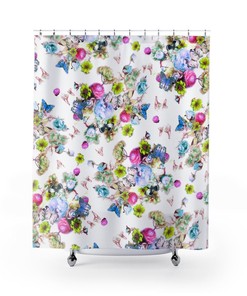 Bright Butterfly Boho Floral Housewarming Gift Shower Curtain