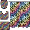Bright Colors Leopard Spot Shower Curtain With Matching Mat For Vibrant Bathroom Decor