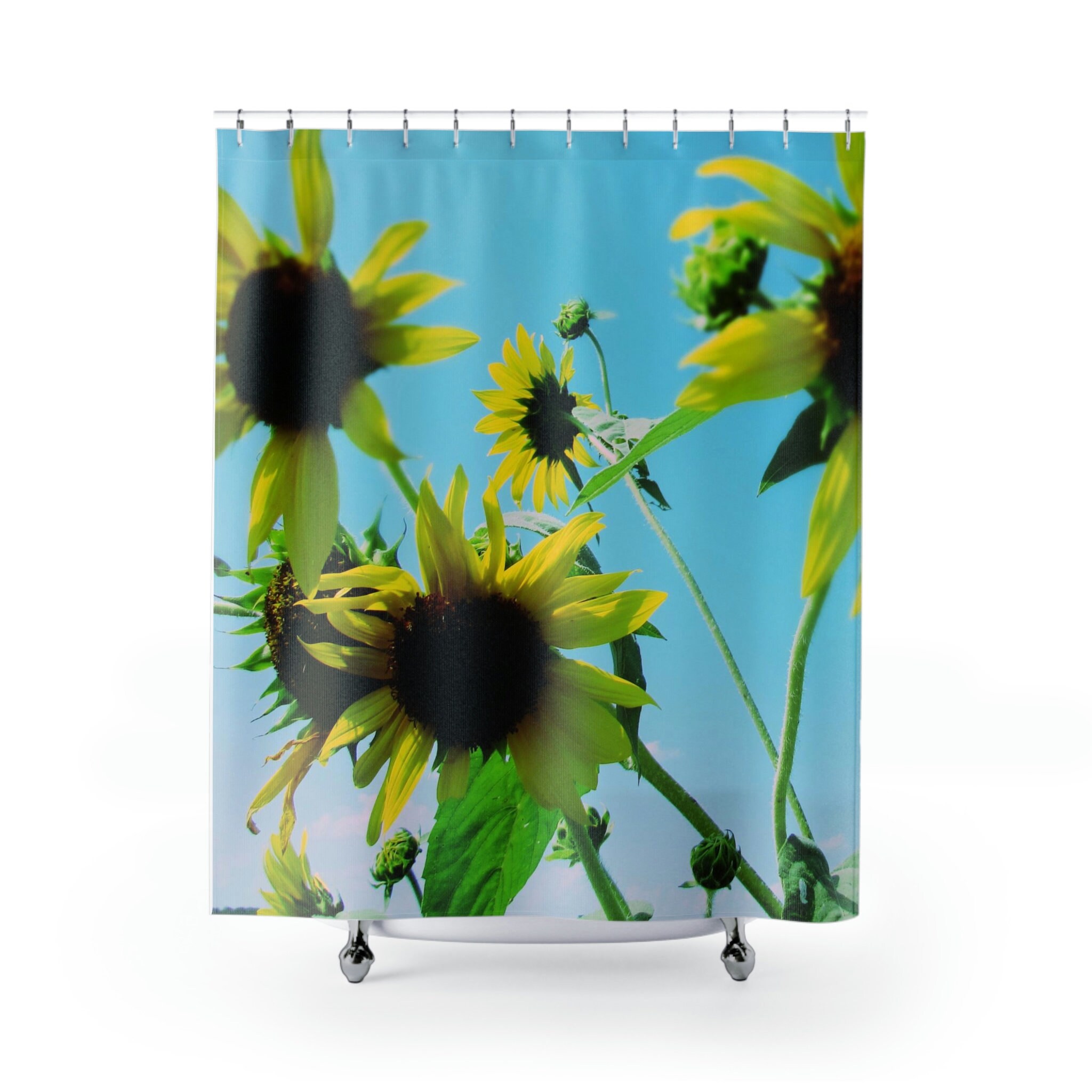 Bright Flowers Fabric Shower Curtain For Your Bathroom Decor