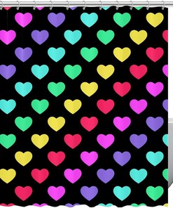 Bright Gradient Hearts Printed Shower Curtain For Colorful Bathroom Decor