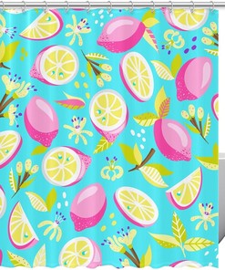 Bright Lemons Pink Waterproof Washable Bathroom Shower Curtain