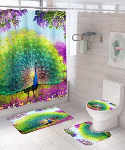 Bright Peacock Feather Print Shower Curtain - Unique Design