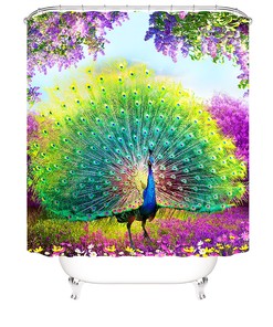 Bright Peacock Feather Print Shower Curtain - Unique Design