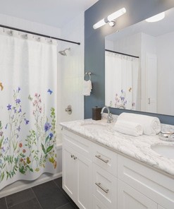 Bright Summer Flowers Shower Curtain for Floral Bathroom Decor