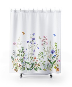 Bright Summer Flowers Shower Curtain for Floral Bathroom Decor