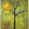 Bright Sun Sky Scene Fall Tree Bluebird Couple Painting Art Shower Curtain - Scenic Bathroom Decor