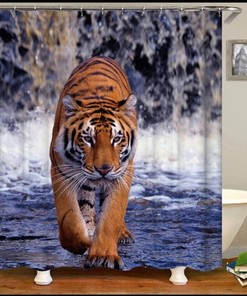 Bright Tiger Shower and Bath Curtain for Fun Bathroom Decor