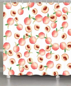 Bright Watercolor Peach Fresh Fruit Shower Curtain