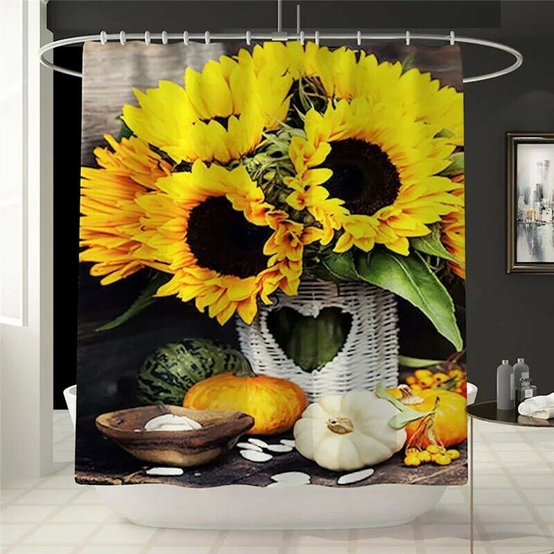 Bright Yellow Sunflower Shower Curtain to Refresh and Energize Your Bathroom