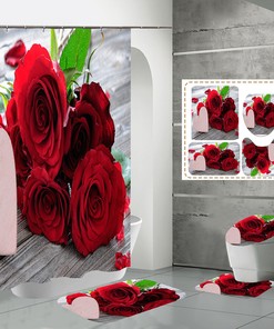 Bright and Bold Red Rose Flower Shower Curtain for a Dramatic Touch