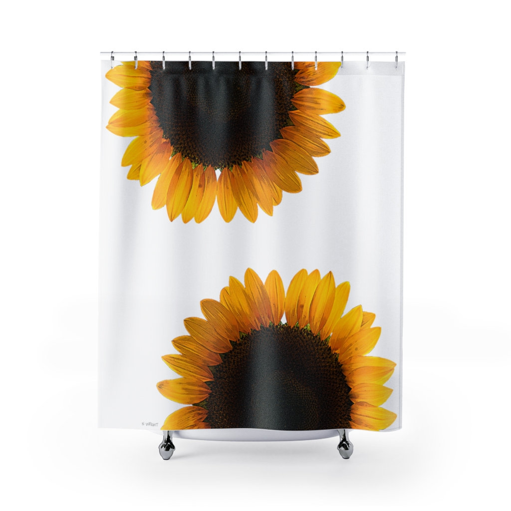 Bright and Bold Sunflowers Shower Curtain for Bathroom Decor by MobiusMoon