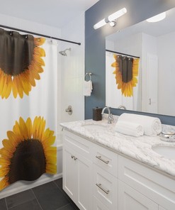 Bright and Bold Sunflowers Shower Curtain for Bathroom Decor by MobiusMoon