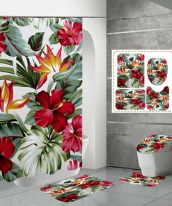 Bright and Bold Tropical Garden Shower Curtain for a Vibrant Bathroom