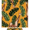 Bright and Cheerful Giraffe Pattern Yellow Shower Curtain with Tropical Plants for Children's Bathroom
