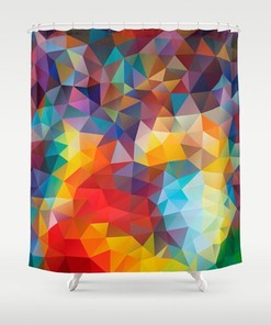 Bright and Colorful LGBT Pride Rainbow Shower Curtain with Abstract Geometric Pattern for Your Bathroom