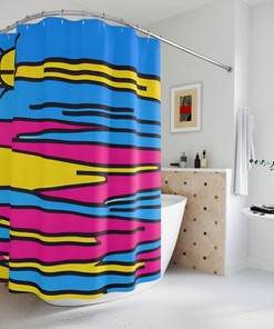 Bright and Colorful Sunrise Sunshine Shower Curtain - Abstract Art Print, Waterproof Fabric for a Chic
