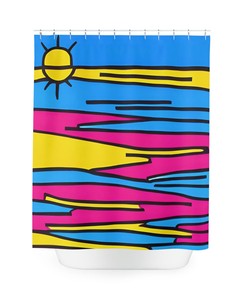 Bright and Colorful Sunrise Sunshine Shower Curtain - Abstract Art Print, Waterproof Fabric for a Chic