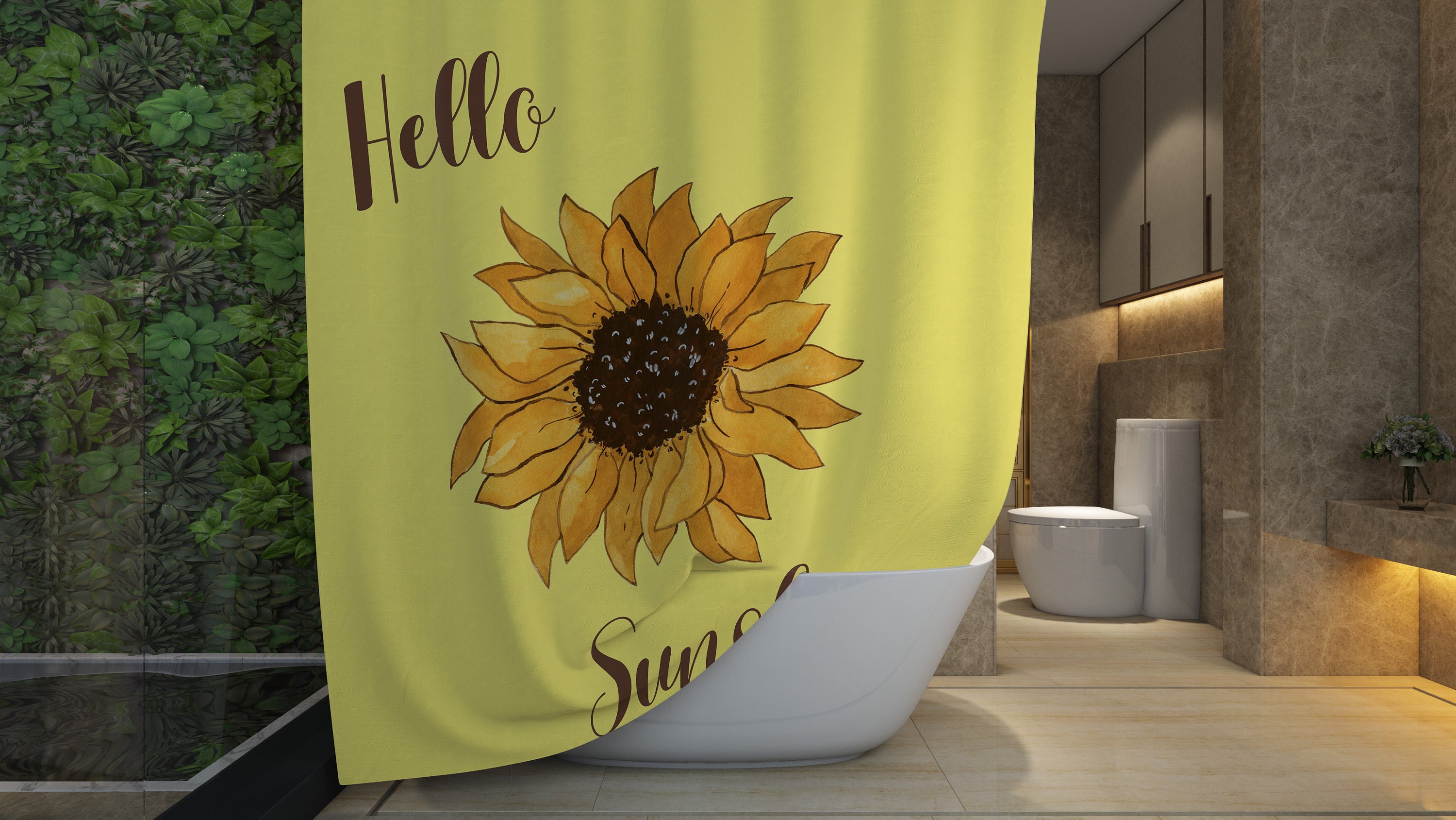 Brighten Up Your Bathroom with Sunflower Housewarming Gift Fabric Shower Curtain and Bath Decor