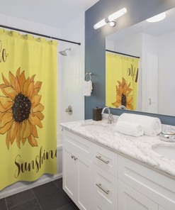 Brighten Up Your Bathroom with Sunflower Housewarming Gift Fabric Shower Curtain and Bath Decor