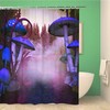 Brightly Colored Magic Mushroom Shower Curtain with Abstract Blue Design - Waterproof Fabric Bathroom Decor