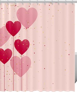 Bring A Fun Touch to Your Bathroom with Vibrant Pink Hearts Balloon Shower Curtain
