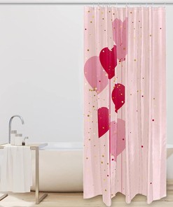 Bring A Fun Touch to Your Bathroom with Vibrant Pink Hearts Balloon Shower Curtain