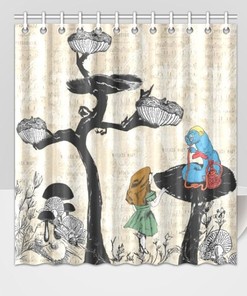 Bring A Mystique Aura To Your Bathroom With Alice In Wonderland And Blue Caterpillar Shower Curtain.