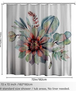 Bring Beauty To Your Bathroom With This Minimal Red Flowers And Pastel Colors Floral Shower Curtain