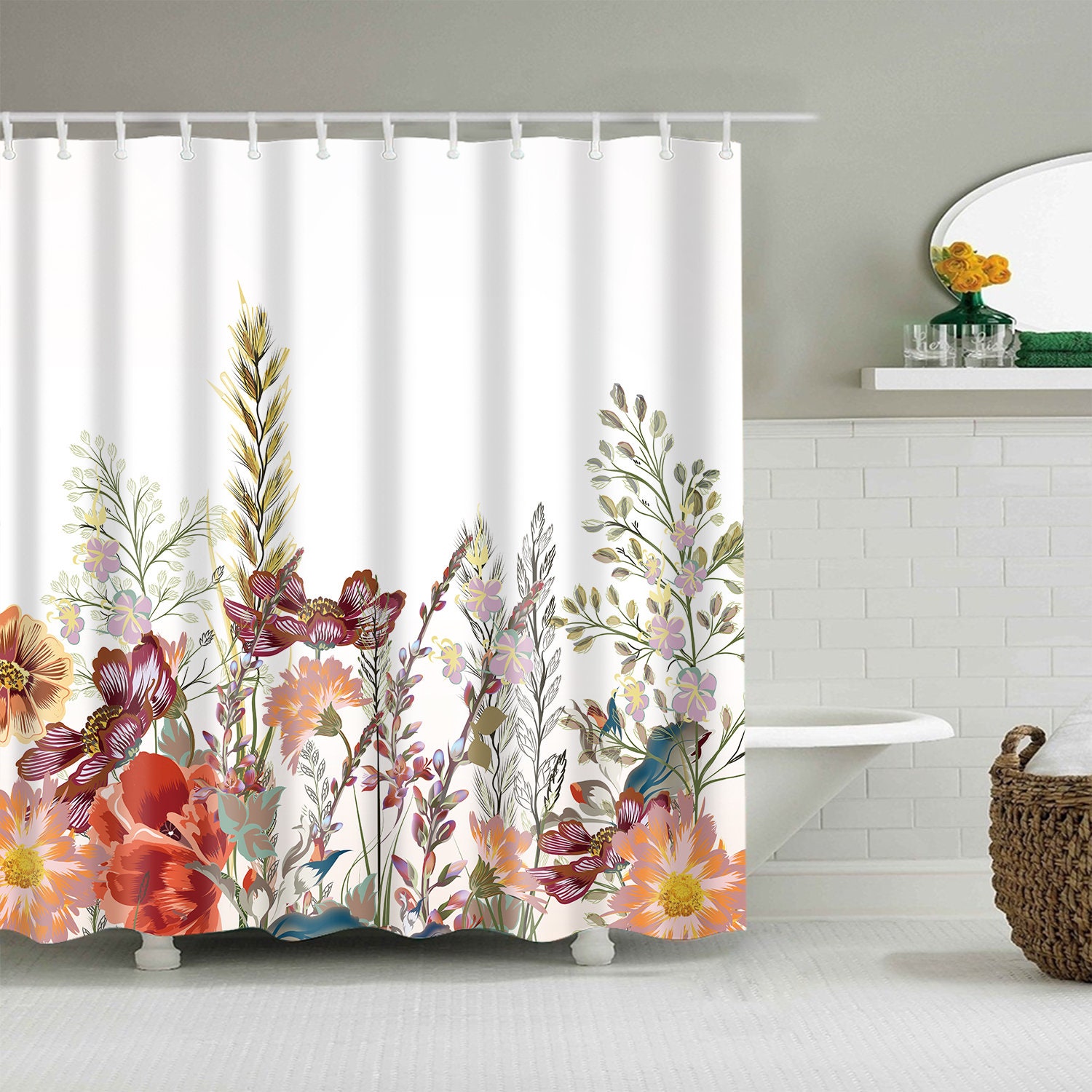 Bring Butterflies And Flowers To Your Bathroom With This Colorful Shower Curtain