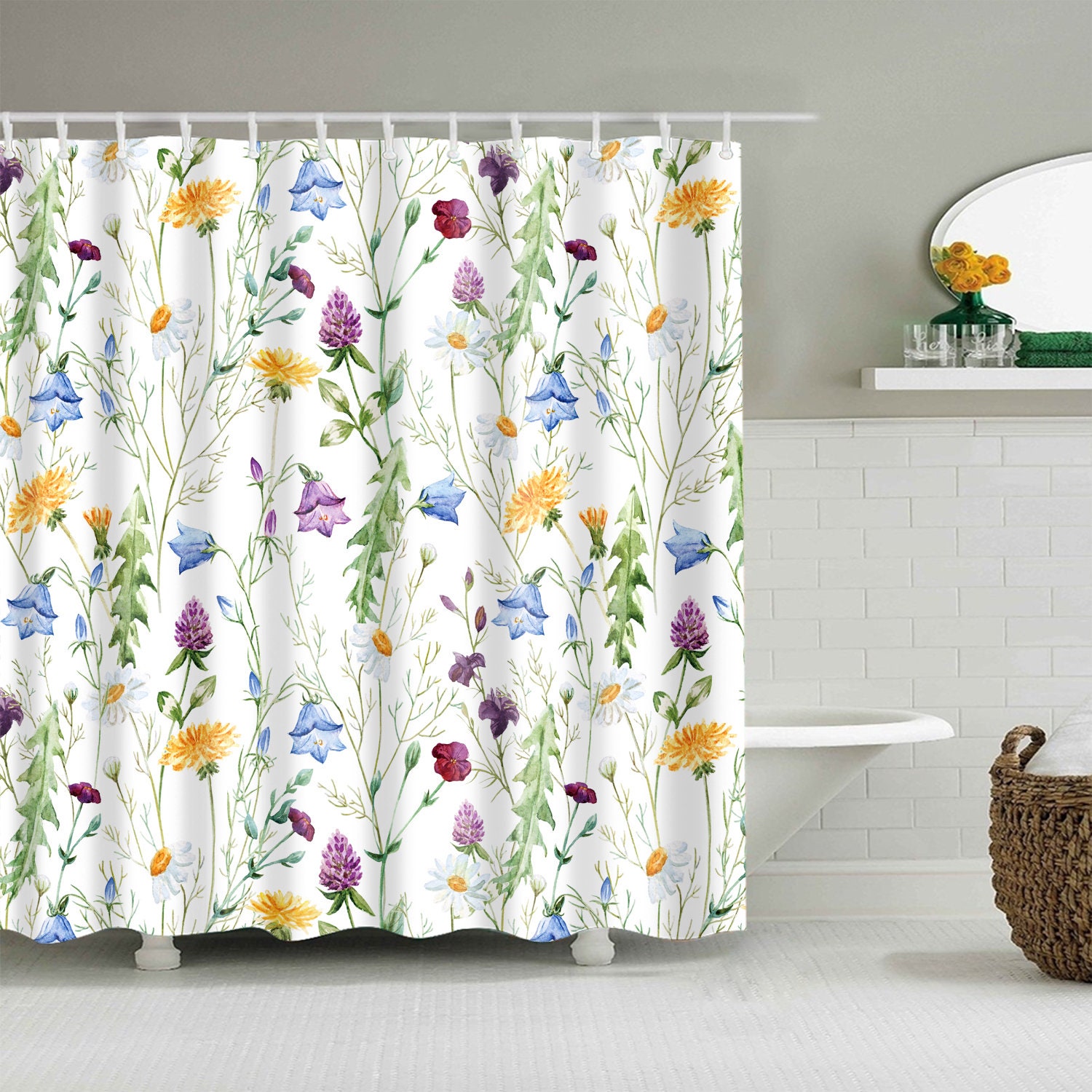 Bring Butterflies And Flowers To Your Bathroom With This Colorful Shower Curtain