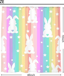Bring Colorful Fun into Your Little One's Bathroom with Rainbow Bunny Shower Curtain for Easter Decor
