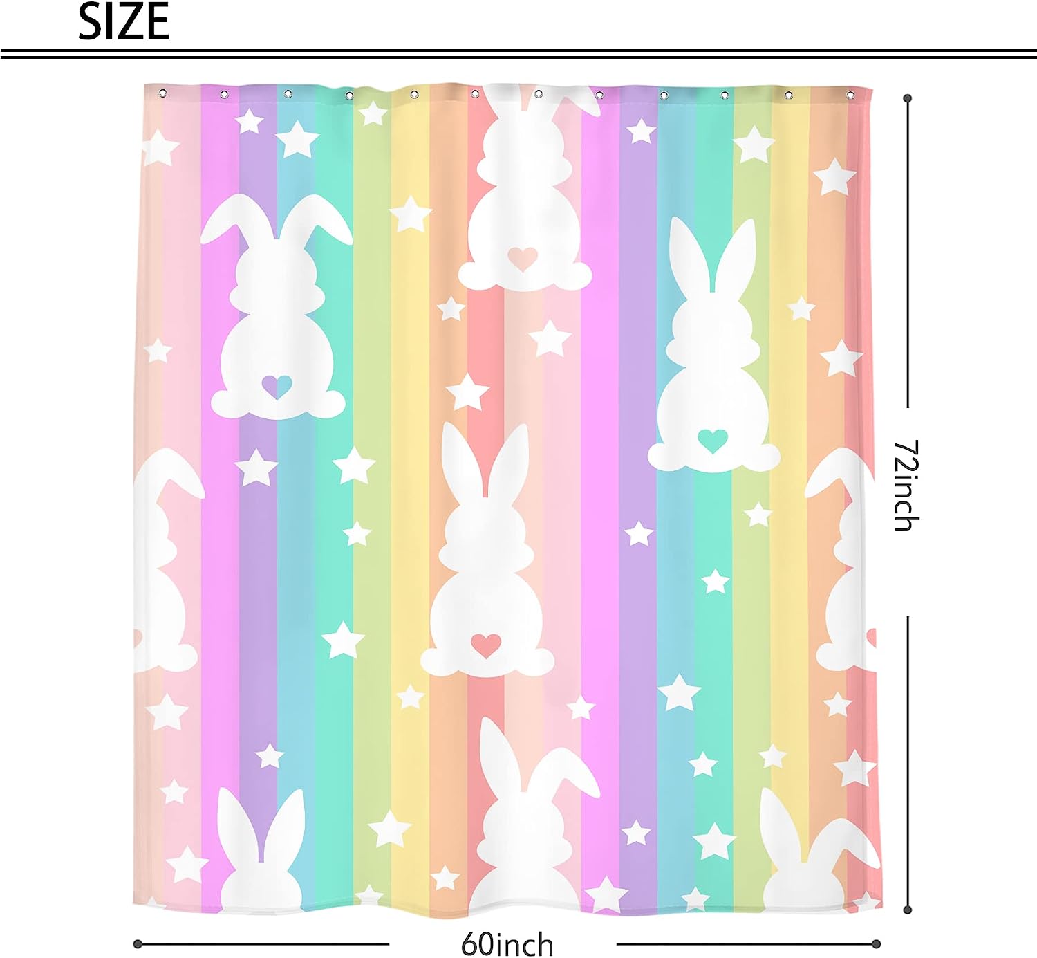 Bring Colorful Fun into Your Little One's Bathroom with Rainbow Bunny Shower Curtain for Easter Decor