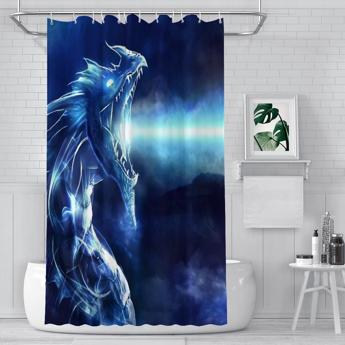 Bring Fantasy To Your Bathroom With This Washable Dragon Laser Shower Curtain, Soft Cloth Liner