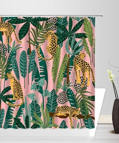 Bring Home The Jungle with Asian Leopard Shower Curtain & Tropical Palm Leaf Jungle Decor